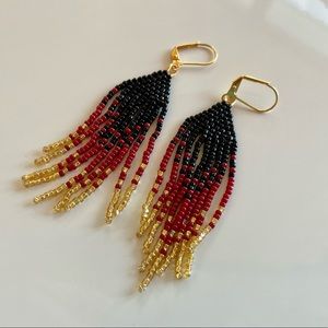 Handmade Ombré Beaded Fringe Earrings
